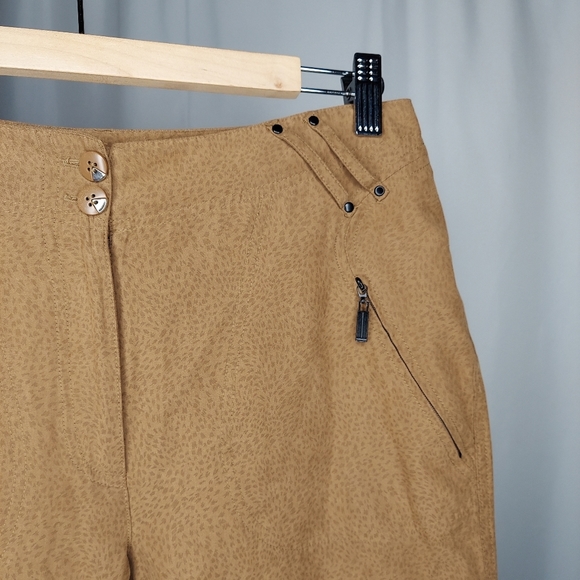 Jamie Sadock Vintage Cargo Shorts Womens 6 Brown Animal Faux Suede Zip Y2K - Picture 6 of 8